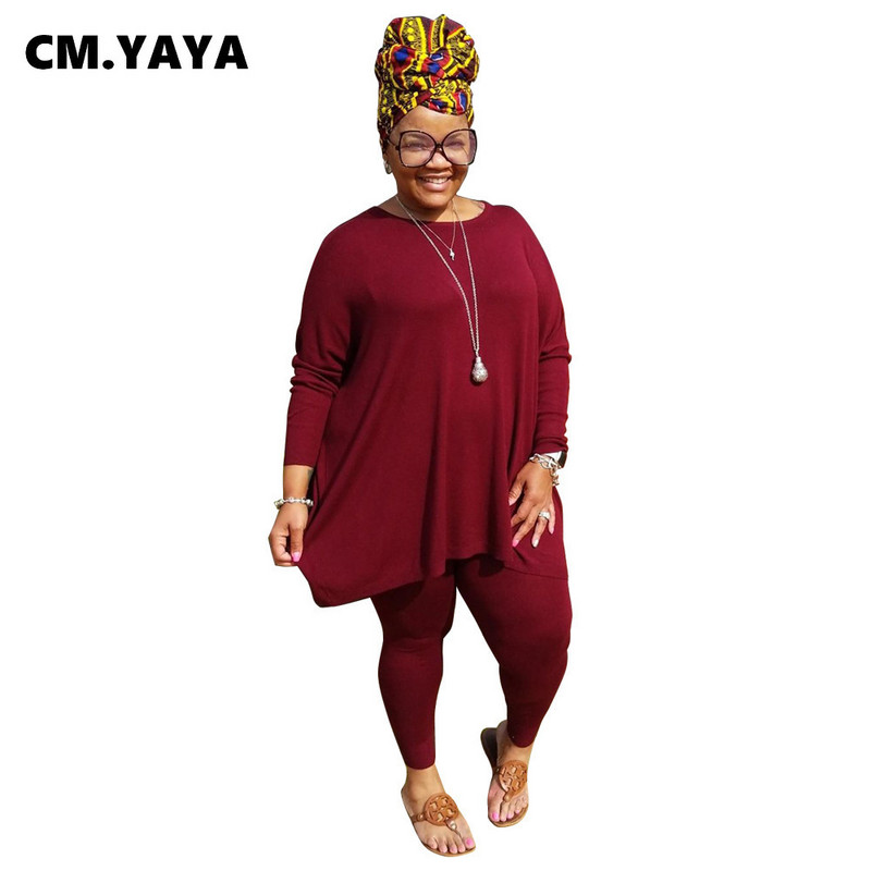 CM.YAYA Streetwear Plus Size L-5XL melegítő ruha női szett póló felső leggings nadrág szett Aktív tréningruha kétrészes fitneszruha szett