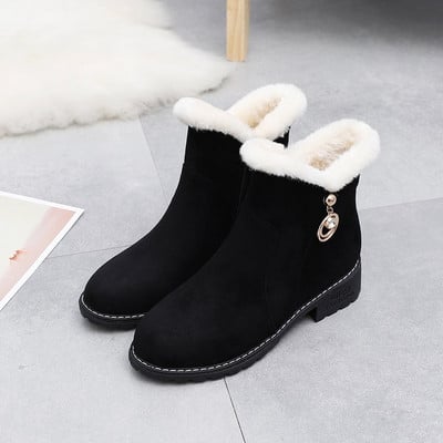 Uued Naiste Saapad Talvised õuesaapad Soojad Karusnahast Saapad Veekindlad Naiste Lumesaapad Paks konts ümara peaga lühikesed saapad 2019