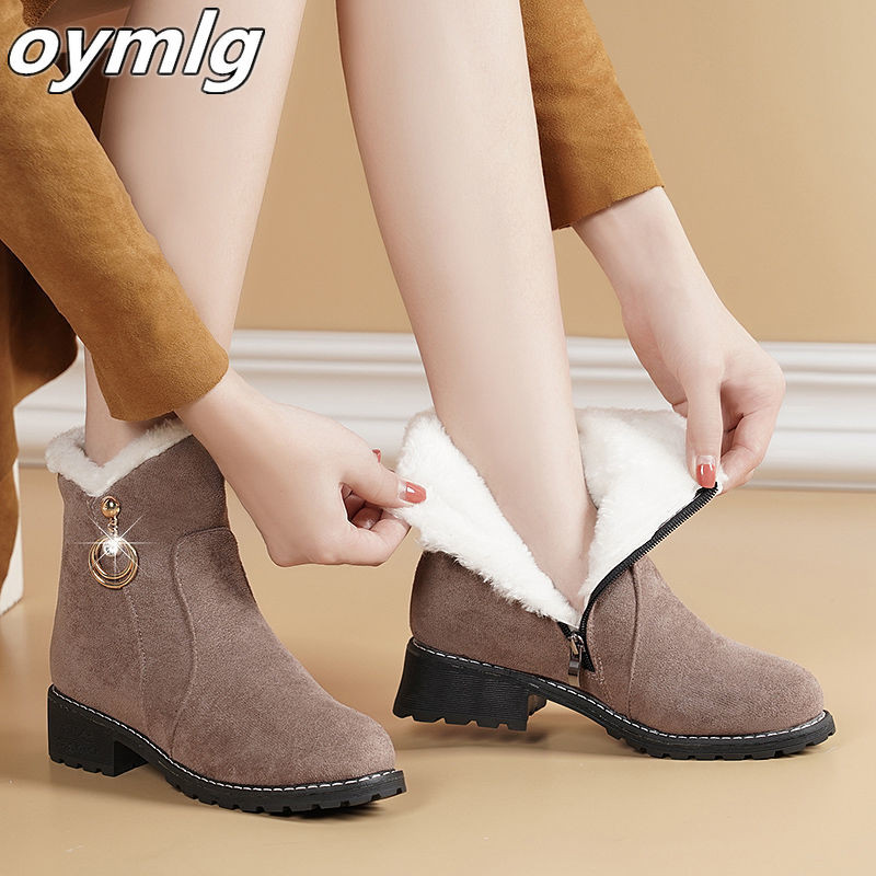 Uued Naiste Saapad Talvised õuesaapad Soojad Karusnahast Saapad Veekindlad Naiste Lumesaapad Paks konts ümara peaga lühikesed saapad 2019