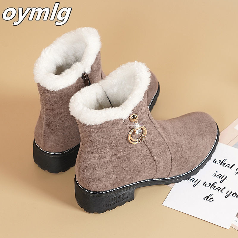 Uued Naiste Saapad Talvised õuesaapad Soojad Karusnahast Saapad Veekindlad Naiste Lumesaapad Paks konts ümara peaga lühikesed saapad 2019