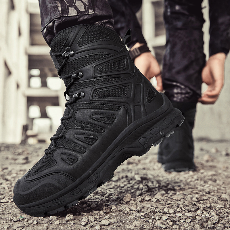 Nauji vyriški kariški taktiniai batai žieminiai batai vandeniui atsparūs odiniai armiški batai dykumoje, saugūs darbo batai koviniai batai didelio dydžio