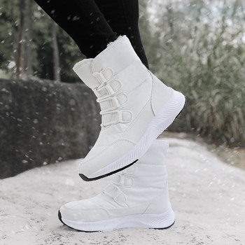 Дамски ботуши Зимни бели ботуши за сняг Къса стилна горна част Неплъзгаща се качествена плюшена обувка Botas Invierno botas mujer 2020
