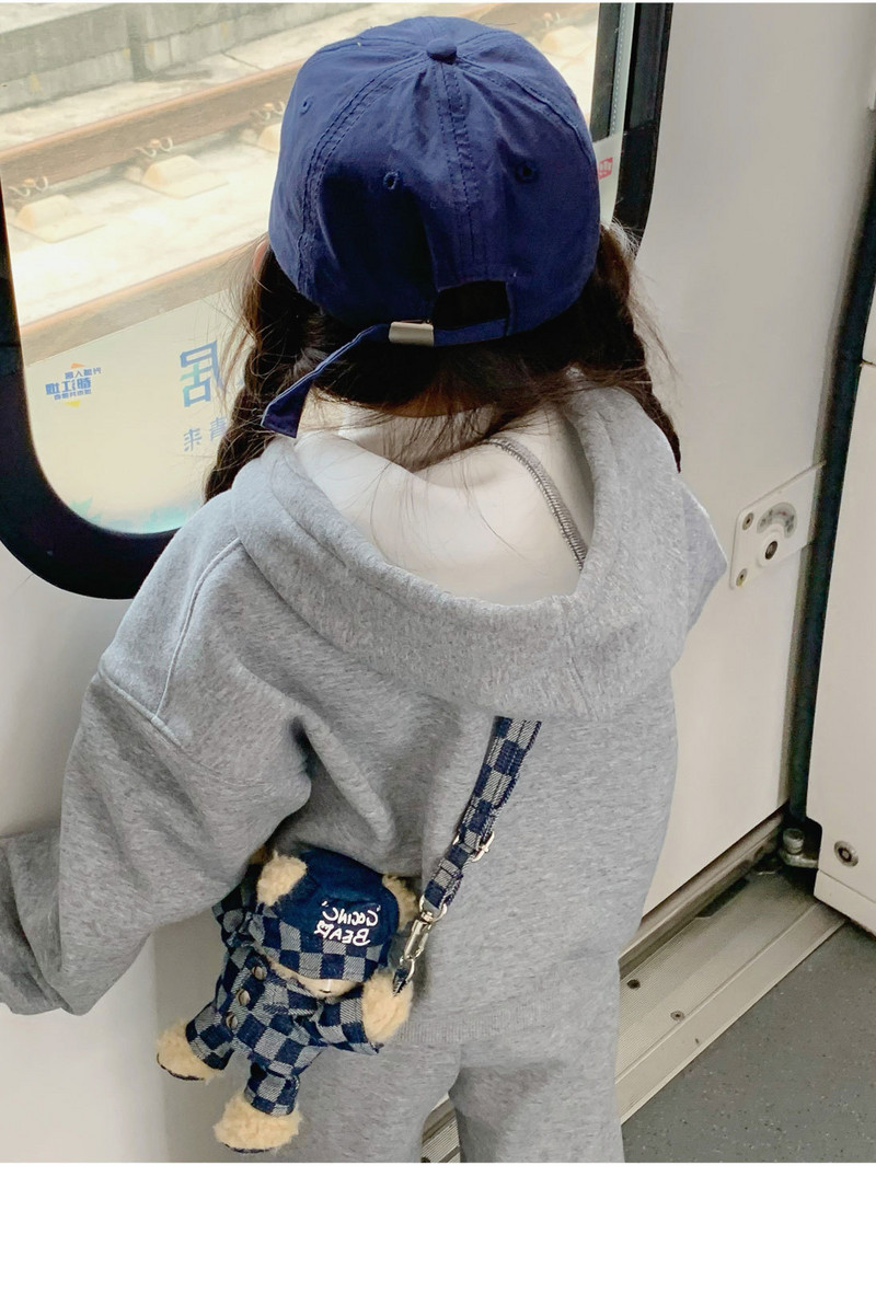 Talvised tüdrukud, hall tähestik, pooltõmblukuga fliisist kapuuts + dressipüksid, laste dressirõivad, sörkimiskomplektid vanuses 2–8 aastat