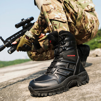 Ανδρικές μπότες Στρατιωτικές Στρατιωτικές Στρατιωτικές Δερμάτινες Μπότες Special Force Tactical Desert Combat Αδιάβροχες ανδρικές μπότες Υπαίθρια παπούτσια Μποτάκια