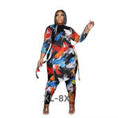 Didelio dydžio 5xl Fashion Plus 4xl 2 dalių komplektas Moteris arba kaklo ilgomis rankovėmis marškinėliai Viršutinė ilgų kelnių rinkinys 4xl 5xl Plus Se 3xl 4xl 5xl 6xl