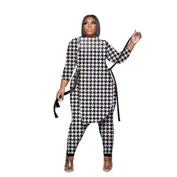 Plus Size 5xl Fashion Plus 4xl 2 τεμαχίων Σετ Γυναικείο o λαιμό μακρυμάνικο μπλουζάκι Top μακρύ παντελόνι Σετ 4xl 5xl Plus Se 3xl 4xl 5xl 6xl