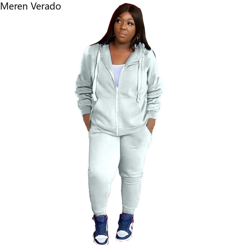Meren Verado suures suuruses naiste komplekt pikkade varrukatega tõmblukuga Fly sportmantel ja pükskostüüm Fitnes Jogger, kaks 2-osalist komplekti
