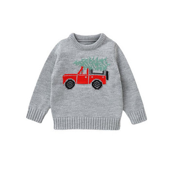 Νέο Φθινοπωρινό Χειμερινό χριστουγεννιάτικο παιδικό πλεκτό παιδικό αγόρι καρτούν αυτοκίνητο πλεκτό πουλόβερ πουλόβερ κορίτσι Βρεφική μόδα Casual ζεστά μπλουζάκια