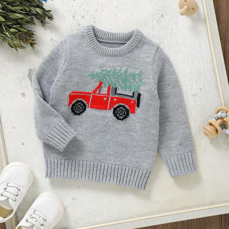 Nou Toamnă Iarnă Crăciun Tricot Copii Copii Băiat Desene Animat Mașină Pulover Tricotat Fată Moda Sugari Casual Topuri calde