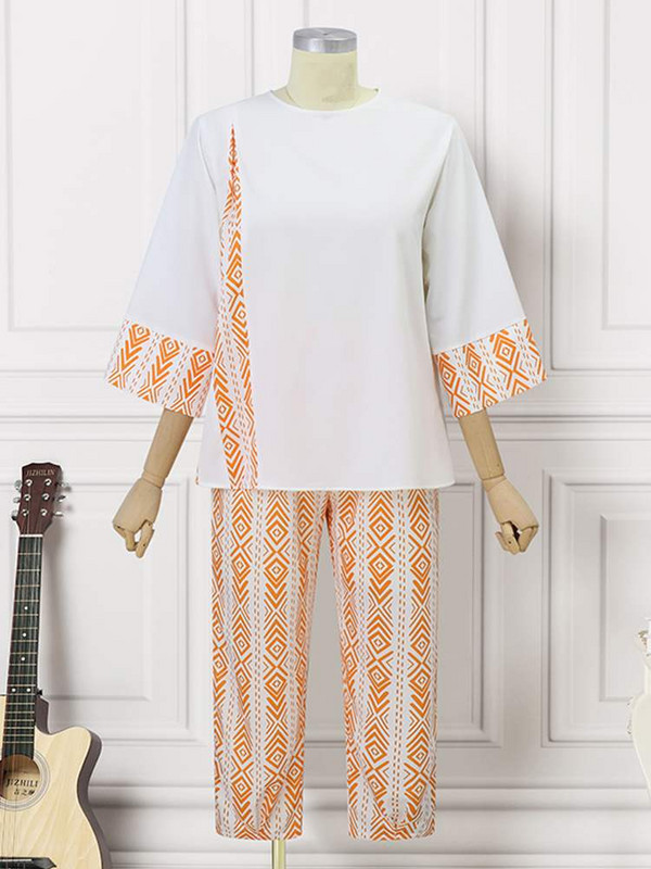 Plus Size 5XL VONDA Vintage nohavicové súpravy 2023 Módne dámske 2 ks ležérne voľné potlačené bohémske nohavicové kostýmy s 3/4 rukávmi