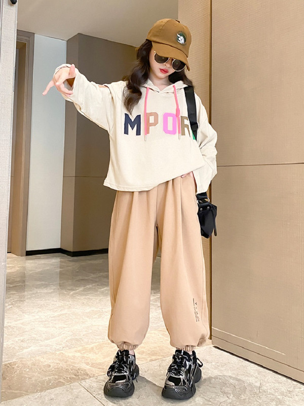 Tavaszi őszi lányok kontrasztos ábécés pulóver dzseki + melegítőnadrág iskolai gyerekek tréningruha gyerek kocogó ruha edzéskészlet 7-16 éves korig