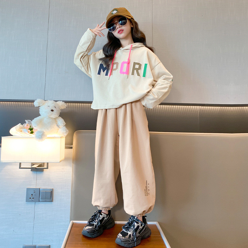 Tavaszi őszi lányok kontrasztos ábécés pulóver dzseki + melegítőnadrág iskolai gyerekek tréningruha gyerek kocogó ruha edzéskészlet 7-16 éves korig