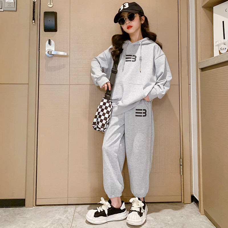 Tüdrukute kevad-sügis rõivakomplekt laste spordiülikond Juunior-lapse kapuuts ja püksid 2 tk. Üliõpilase suur taskuga kampsun spordidress