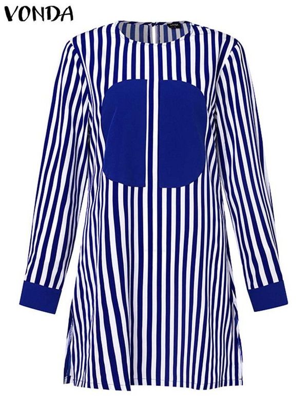 Suures suuruses 5XL VONDA Bohemian naiste püksikomplektid 2023. aasta sügistriibulised komplektid vabaaja pikkade varrukatega trükitud vintage topid ja laia säärega püksid