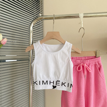 Φθινοπωρινό Baby Girl 3 τεμάχια σετ ρούχων Παιδικό μακρυμάνικο γράμμα πουλόβερ + αμάνικο μπλουζάκι + αθλητικό παντελόνι για κορίτσια