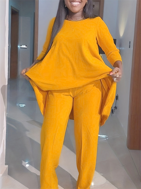 Wmstar Seturi de pantaloni de mărime Plus pentru femei Set din două piese Ținute casual de toamnă Seturi noi solide asortate XL-5XL Dropshipping cu ridicata