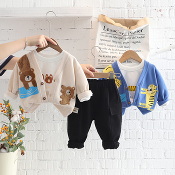 Детски комплекти дрехи за бебешки дрехи Екипировки за бебета Есенни детски палта с карикатура на тигър Тениска Панталони 3 бр. Костюм Детски анцуг