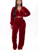 Trening din catifea Femei Set Două Piese Haine de Toamnă Fermoar Hanorace Crop Top și Pantaloni Femei Velour Seturi 2 Piese Ținute