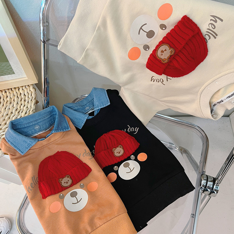 Gyermek ruházati készletek Baba fiú pulóver Farmer 2 db Lány atlétaruha Gyerekek Sportruházat Rajzfilm Medve Csecsemőruhák Felszerelések