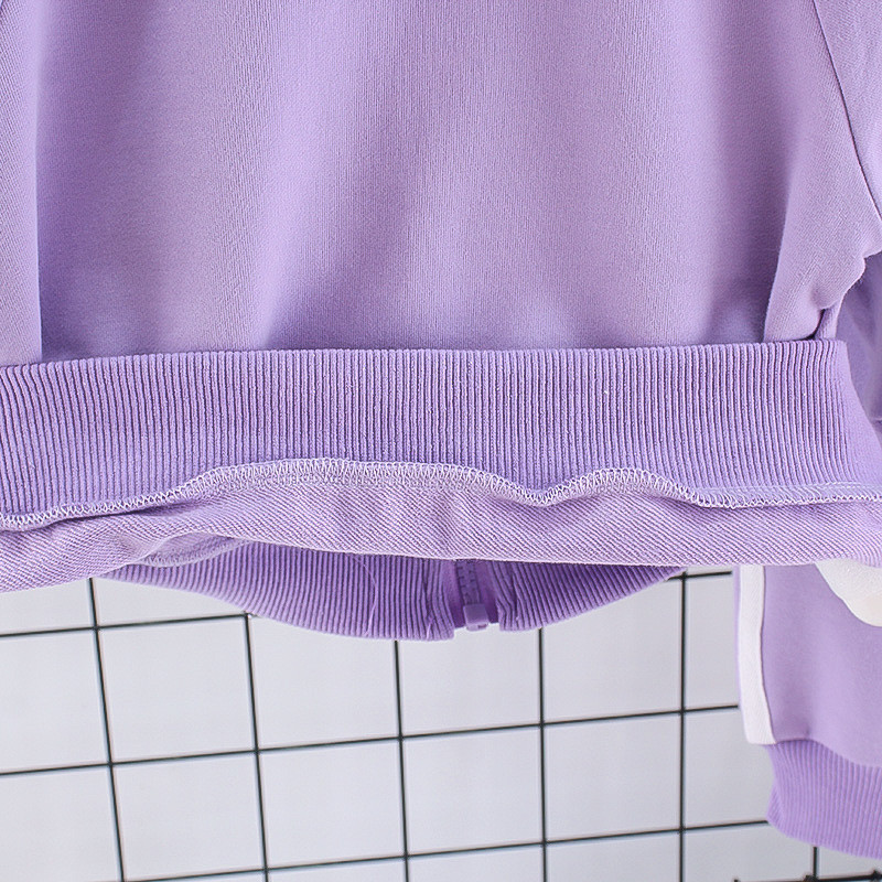 Triibuline väikelapse ja beebitüdruku kapuuts + dressipükste komplektid Kangaroo Pocket Täis lukuga multifilmitrükiga puuvillane spordidress 1-6-aastastele