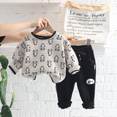 Laste rõivakomplektid beebidele Tüdrukutele Poistele Multifilm Panda T-särk Püksid 2 tk. Ülikond Laste Spordirõivad Sügisene imiku riided Komplektid