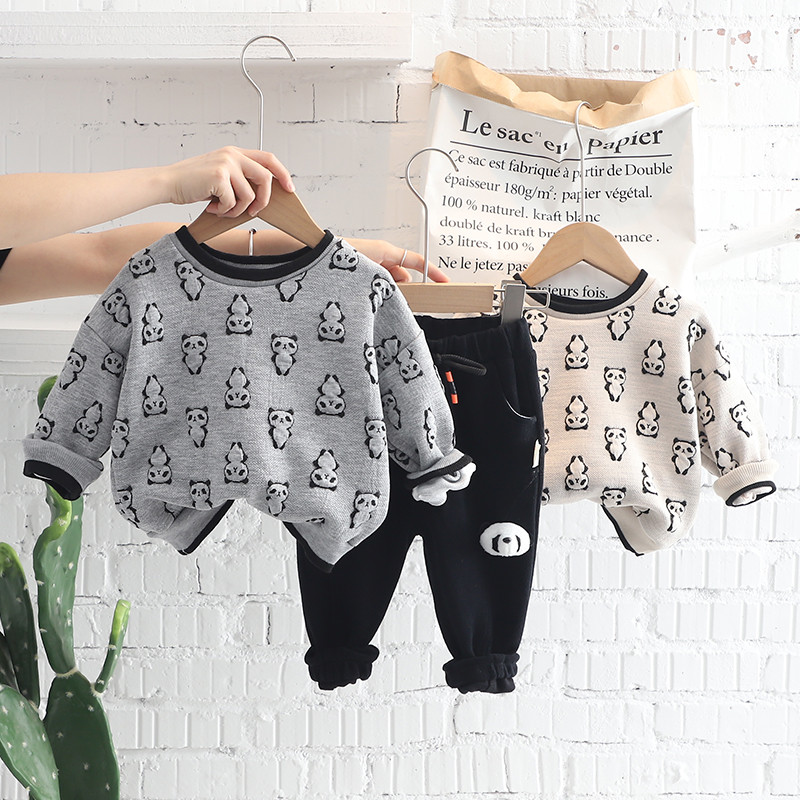 Laste rõivakomplektid beebidele Tüdrukutele Poistele Multifilm Panda T-särk Püksid 2 tk. Ülikond Laste Spordirõivad Sügisene imiku riided Komplektid