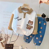 2022 Φθινοπωρινά Βρεφικά Ρούχα Ρούχα Βρεφικά αγόρια Κοριτσίστικα Σετ Ρούχα Παιδικά T Μπλουζάκια Τζιν 2 τμχ Κοστούμι κινουμένων σχεδίων Παιδικά αθλητικά ρούχα