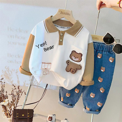 2022 Φθινοπωρινά Βρεφικά Ρούχα Ρούχα Βρεφικά αγόρια Κοριτσίστικα Σετ Ρούχα Παιδικά T Μπλουζάκια Τζιν 2 τμχ Κοστούμι κινουμένων σχεδίων Παιδικά αθλητικά ρούχα