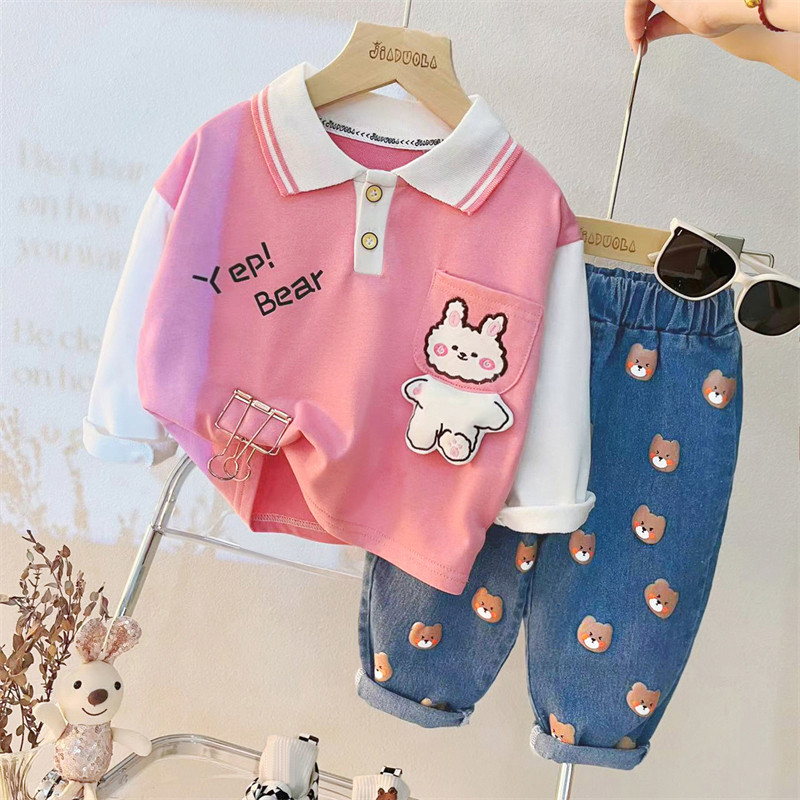 2022 Φθινοπωρινά Βρεφικά Ρούχα Ρούχα Βρεφικά αγόρια Κοριτσίστικα Σετ Ρούχα Παιδικά T Μπλουζάκια Τζιν 2 τμχ Κοστούμι κινουμένων σχεδίων Παιδικά αθλητικά ρούχα