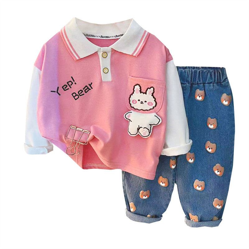 2022 Φθινοπωρινά Βρεφικά Ρούχα Ρούχα Βρεφικά αγόρια Κοριτσίστικα Σετ Ρούχα Παιδικά T Μπλουζάκια Τζιν 2 τμχ Κοστούμι κινουμένων σχεδίων Παιδικά αθλητικά ρούχα