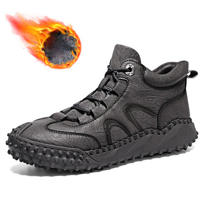 Brand Zimske muške čizme Prozračne muške čizme za snijeg od prave kože Udobne muške gležnjače Muške cipele za slobodno vrijeme