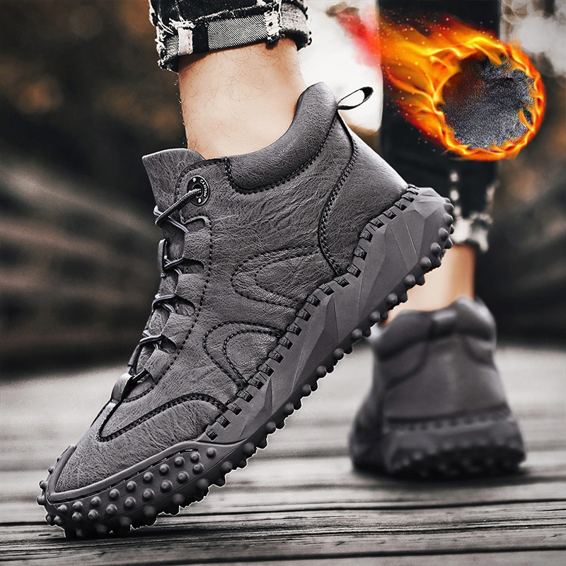 Brand Zimske muške čizme Prozračne muške čizme za snijeg od prave kože Udobne muške gležnjače Muške cipele za slobodno vrijeme