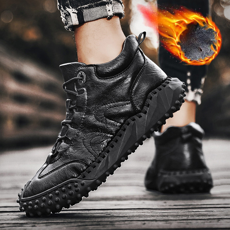 Brand Zimske muške čizme Prozračne muške čizme za snijeg od prave kože Udobne muške gležnjače Muške cipele za slobodno vrijeme