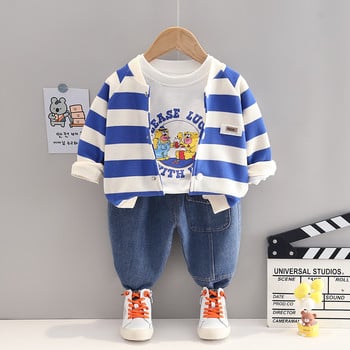 Toddler Boys Boutique Outfits Παιδικά σετ ρούχων 2022 Φθινοπωρινά παλτό ρίγες T πουκάμισο Παντελόνι μωρό αθλητική φόρμα κινουμένων σχεδίων Παιδικά ρούχα