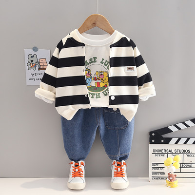 Toddler Boys Boutique Outfits Παιδικά σετ ρούχων 2022 Φθινοπωρινά παλτό ρίγες T πουκάμισο Παντελόνι μωρό αθλητική φόρμα κινουμένων σχεδίων Παιδικά ρούχα