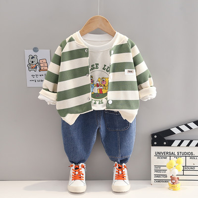 Toddler Boys Boutique Outfits Παιδικά σετ ρούχων 2022 Φθινοπωρινά παλτό ρίγες T πουκάμισο Παντελόνι μωρό αθλητική φόρμα κινουμένων σχεδίων Παιδικά ρούχα