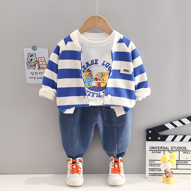 Toddler Boys Boutique Outfits Παιδικά σετ ρούχων 2022 Φθινοπωρινά παλτό ρίγες T πουκάμισο Παντελόνι μωρό αθλητική φόρμα κινουμένων σχεδίων Παιδικά ρούχα
