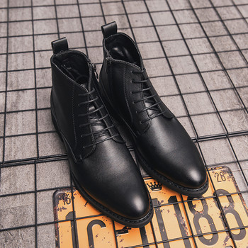 Нови мъжки класически ретро ботуши Челси от естествена кожа Мъжки модни боти до глезена Мъжки ежедневни къси ботуши в британски стил Високи обувки