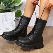 Γυναικεία παπούτσια Mid Calf Boots Gothic Punk Casual White Platform Γυναικεία μεσαίο τακούνι Άνοιξη Καλοκαίρι 2023 Κομψά με δωρεάν αποστολή