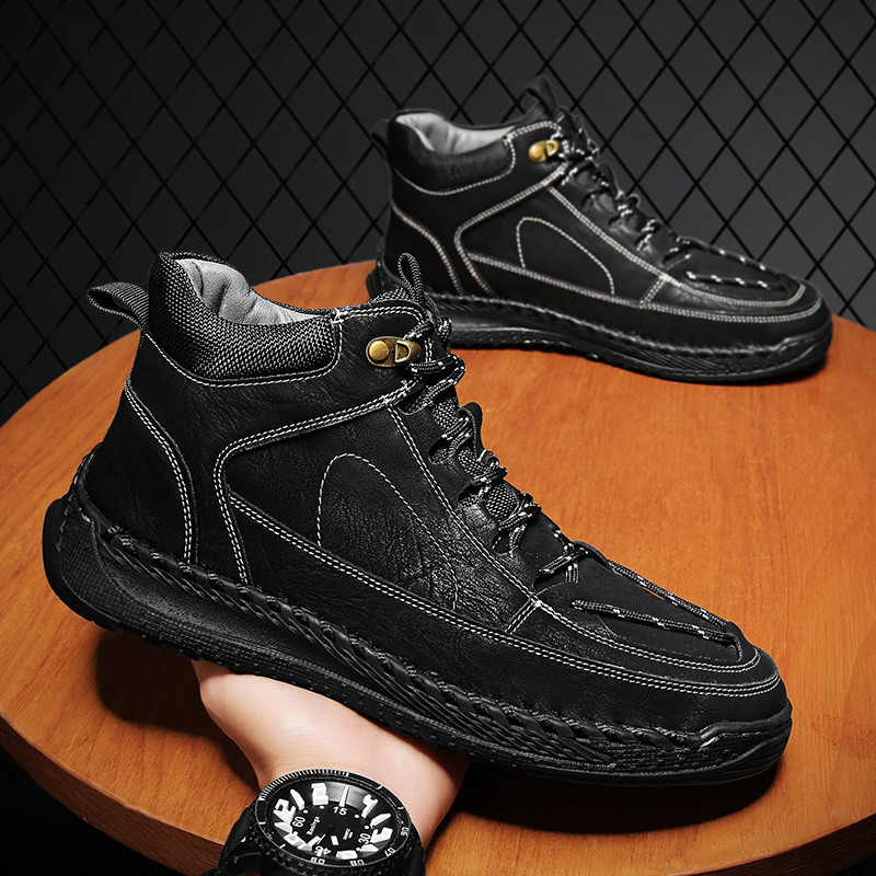 Pánske topánky značky 2023, nepremokavé kožené topánky, outdoorové turistické topánky, pracovné topánky, tenisky, módne motocyklové topánky, ležérne členkové topánky