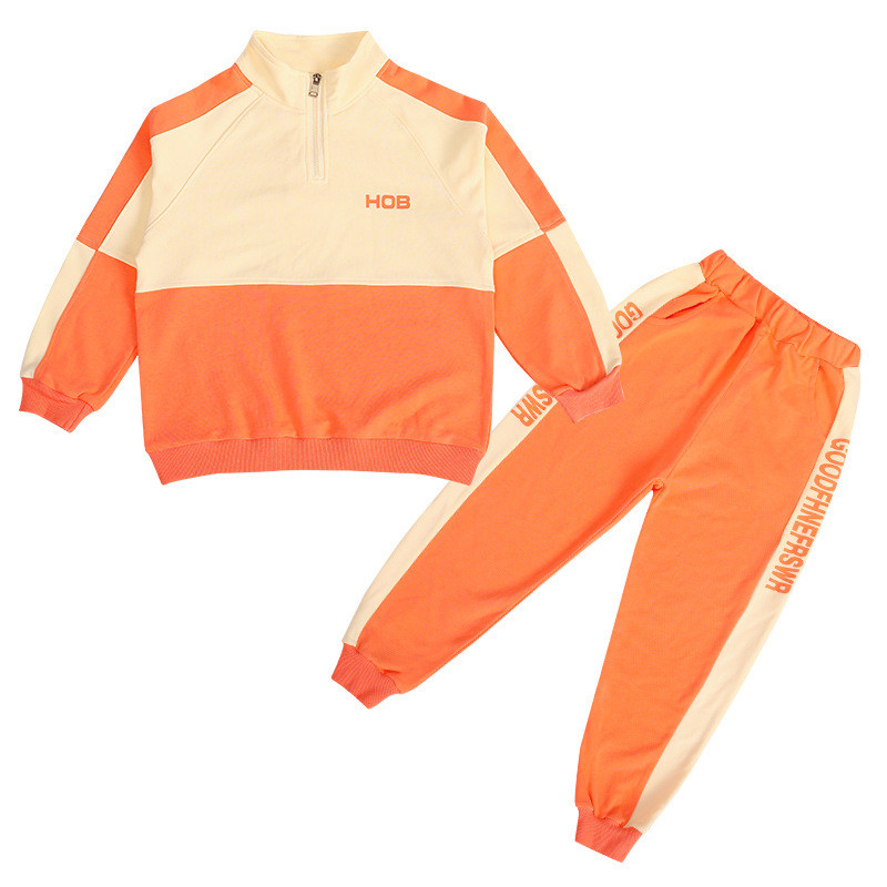 Kevad-sügis tüdrukute kontrastsus, pool lukuga tähestikuga dressipluus + dressipluusid, koolilapsed, dressid, sörkimiskostüümid, 3–14 a.