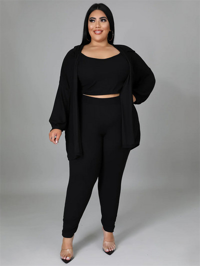 Wmstar Plus Size 3 Piece Outfits Γυναικεία παλτό Vsest Παντελόνια Σετ μακρυμάνικα Φθινοπωρινή μόδα Steetwear Χονδρική Dropshipping