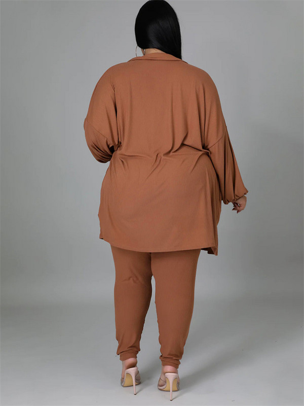 Wmstar Plus Size 3 Piece Outfits Γυναικεία παλτό Vsest Παντελόνια Σετ μακρυμάνικα Φθινοπωρινή μόδα Steetwear Χονδρική Dropshipping