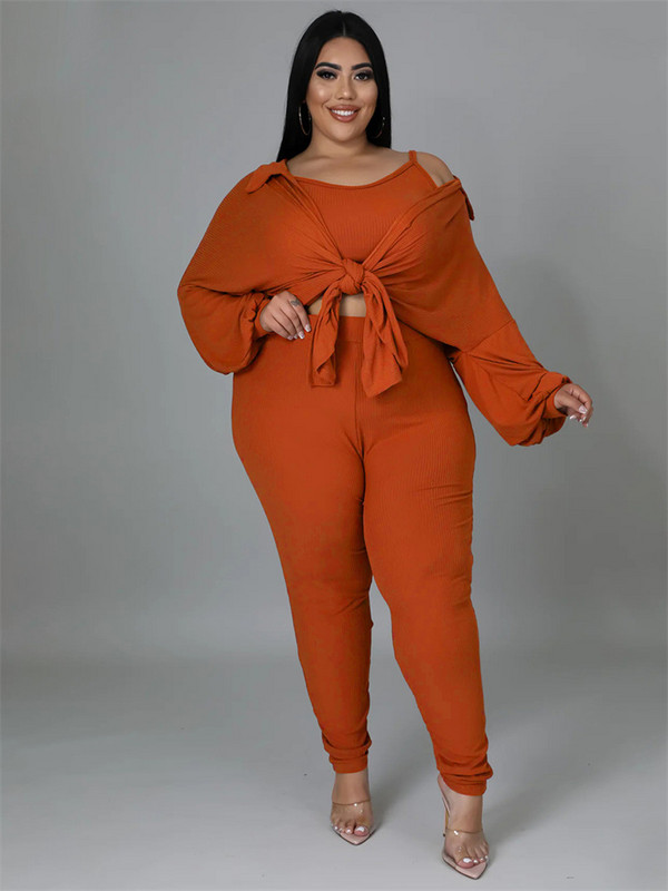 Wmstar Plus Size 3 Piece Outfits Γυναικεία παλτό Vsest Παντελόνια Σετ μακρυμάνικα Φθινοπωρινή μόδα Steetwear Χονδρική Dropshipping