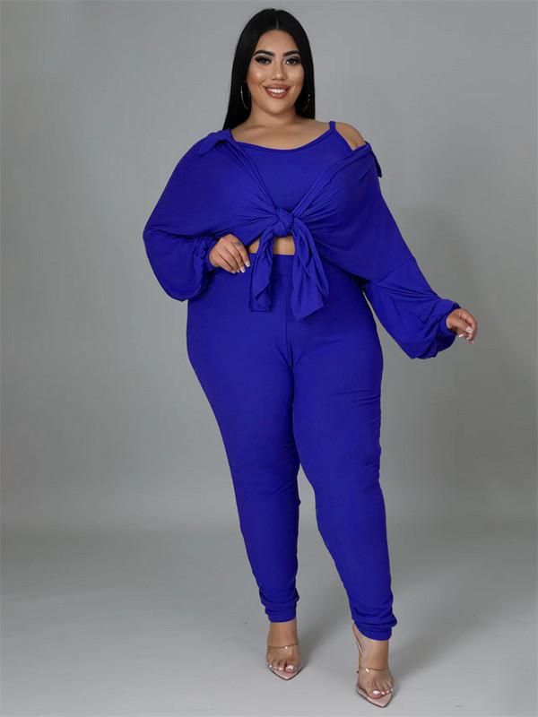 Wmstar Plus Size 3 Piece Outfits Γυναικεία παλτό Vsest Παντελόνια Σετ μακρυμάνικα Φθινοπωρινή μόδα Steetwear Χονδρική Dropshipping