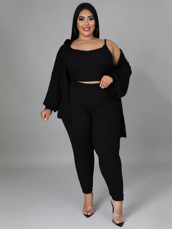 Wmstar Plus Size 3 Piece Outfits Γυναικεία παλτό Vsest Παντελόνια Σετ μακρυμάνικα Φθινοπωρινή μόδα Steetwear Χονδρική Dropshipping