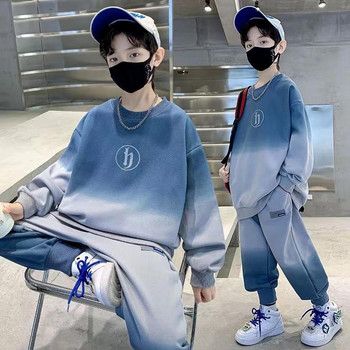 Пролетно-есенна мода в корейски стил Детски дрехи за момчета 2 бр. Детски комплект Суичър с дълъг ръкав с букви Панталони за тийнейджъри