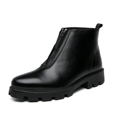 Μόδα δερμάτινες ζεστές μπότες Chelsea για άντρες Πλατφόρμα Αστραγάλου Ανδρικές μπότες μοτοσυκλέτας με χοντρό κάτω μέρος Ανδρικές χοντρές casual μπότες