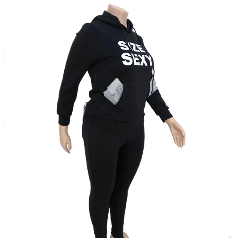 Suures suuruses dressiülikond, 2-osaline komplekt, naiste kärbitud taskud, ülemised dressipüksid, kiri, vabaaja keharõivad, hulgikaubandus