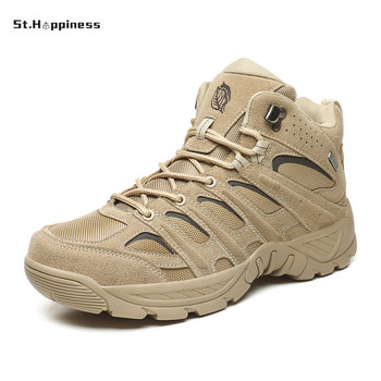 Нови мъжки висококачествени маркови военни кожени ботуши Special Force Tactical Desert Combat Мъжки ботуши Външни обувки Ботуши